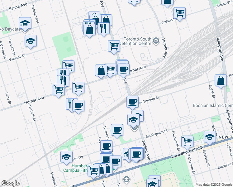 map of restaurants, bars, coffee shops, grocery stores, and more near in Toronto