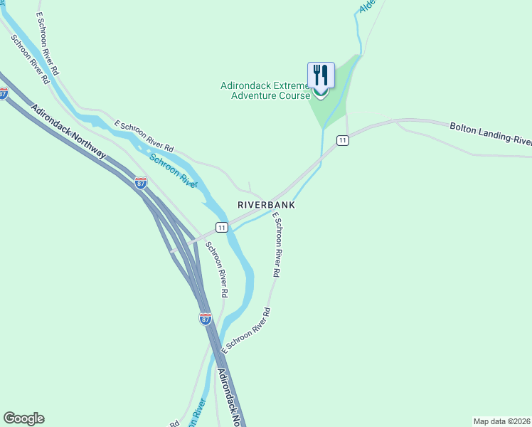map of restaurants, bars, coffee shops, grocery stores, and more near 1859 East Schroon River Road in Warrensburg