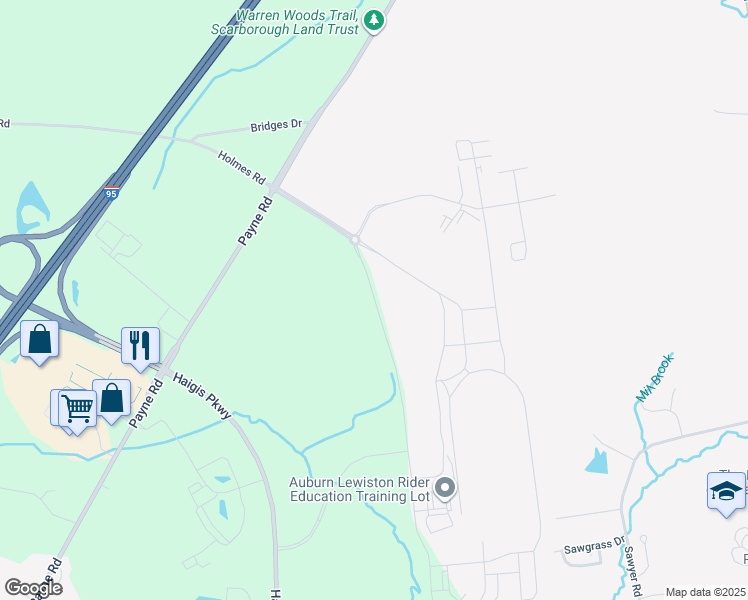 map of restaurants, bars, coffee shops, grocery stores, and more near Scarborough Downs Road in Scarborough