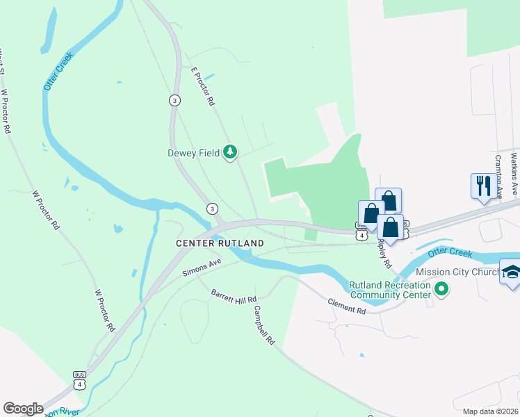 map of restaurants, bars, coffee shops, grocery stores, and more near 365 US Route 4 East in Rutland