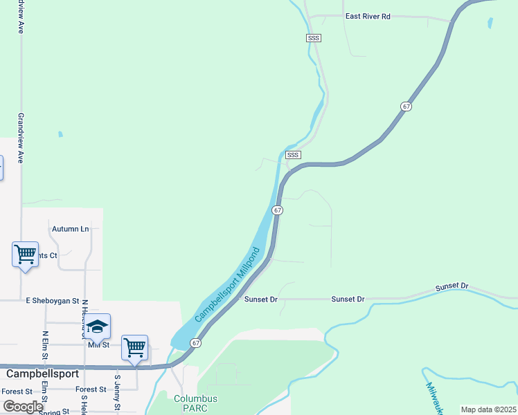 map of restaurants, bars, coffee shops, grocery stores, and more near in Campbellsport
