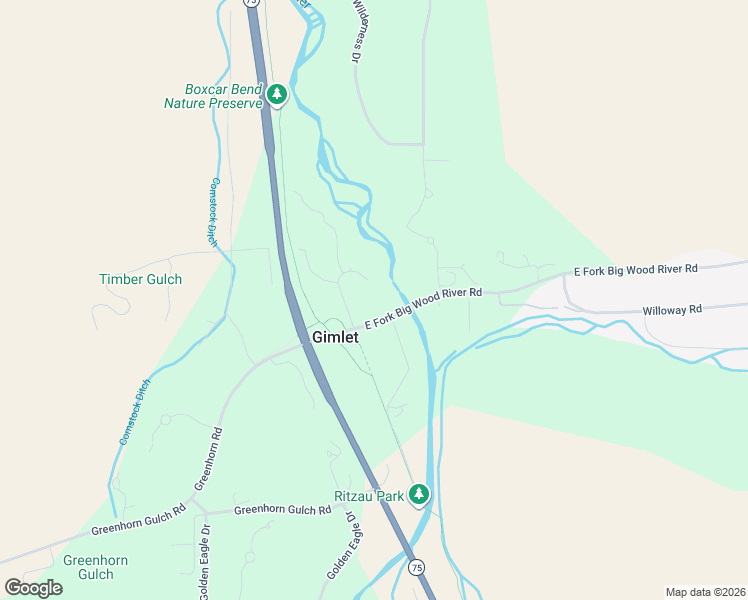 map of restaurants, bars, coffee shops, grocery stores, and more near 100 Audubon Place in Hailey