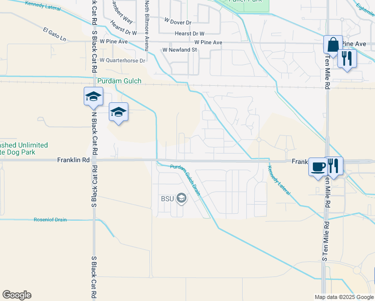 map of restaurants, bars, coffee shops, grocery stores, and more near 4110 West Franklin Road in Meridian