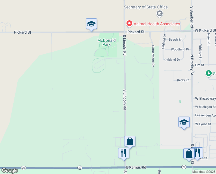 map of restaurants, bars, coffee shops, grocery stores, and more near 2378 South Lincoln Road in Mount Pleasant