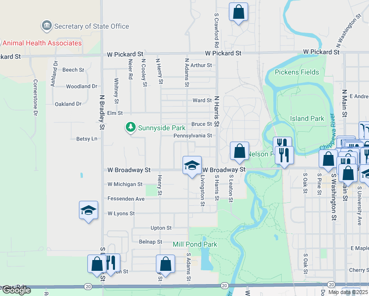 map of restaurants, bars, coffee shops, grocery stores, and more near 1204 Boulton Street in Mount Pleasant