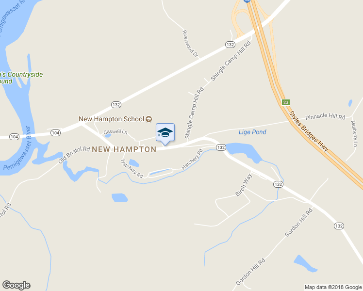 map of restaurants, bars, coffee shops, grocery stores, and more near 132 Main Street in New Hampton