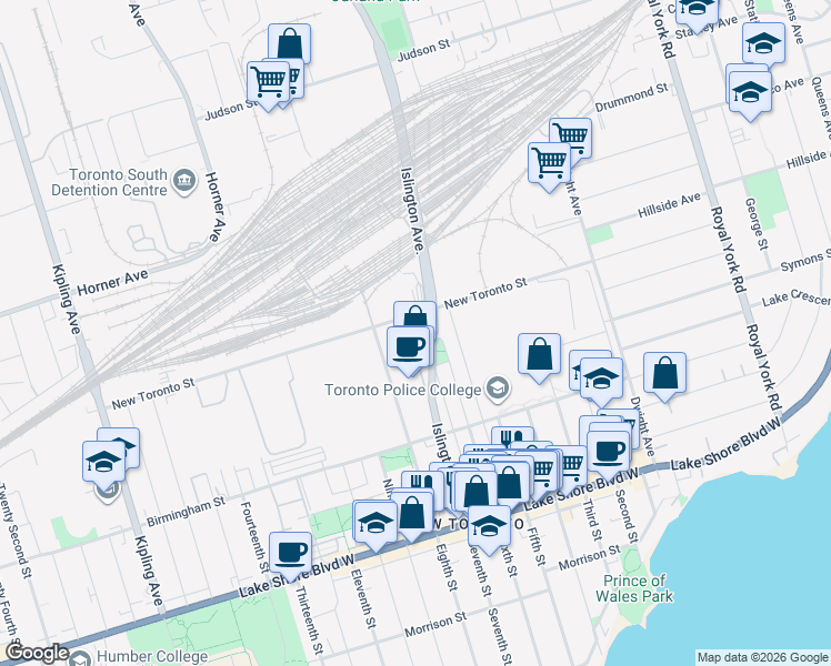 map of restaurants, bars, coffee shops, grocery stores, and more near 17 Toffee Court in Toronto
