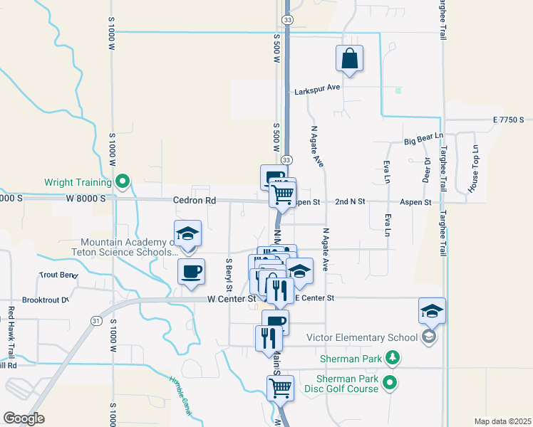 map of restaurants, bars, coffee shops, grocery stores, and more near 10 Cedron Street in Victor