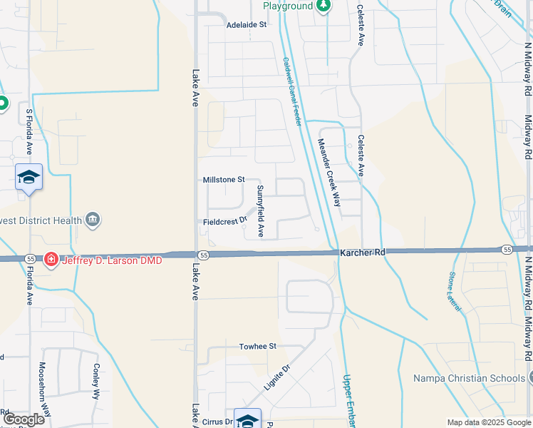 map of restaurants, bars, coffee shops, grocery stores, and more near 16118 Sunnyfield Avenue in Caldwell