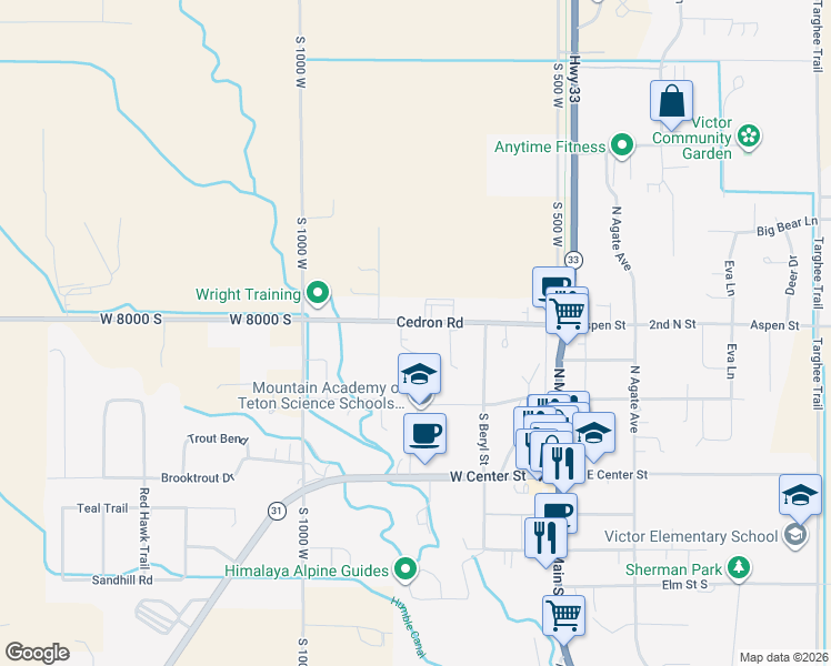 map of restaurants, bars, coffee shops, grocery stores, and more near 190 Cedron Road in Victor