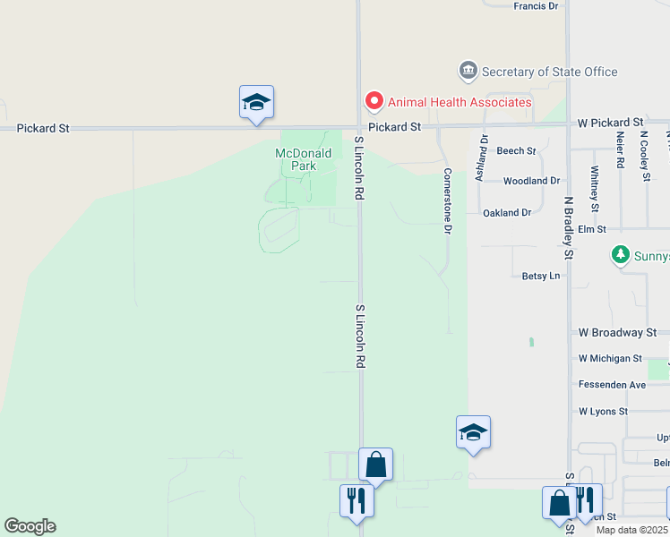 map of restaurants, bars, coffee shops, grocery stores, and more near 2378 South Lincoln Road in Mount Pleasant