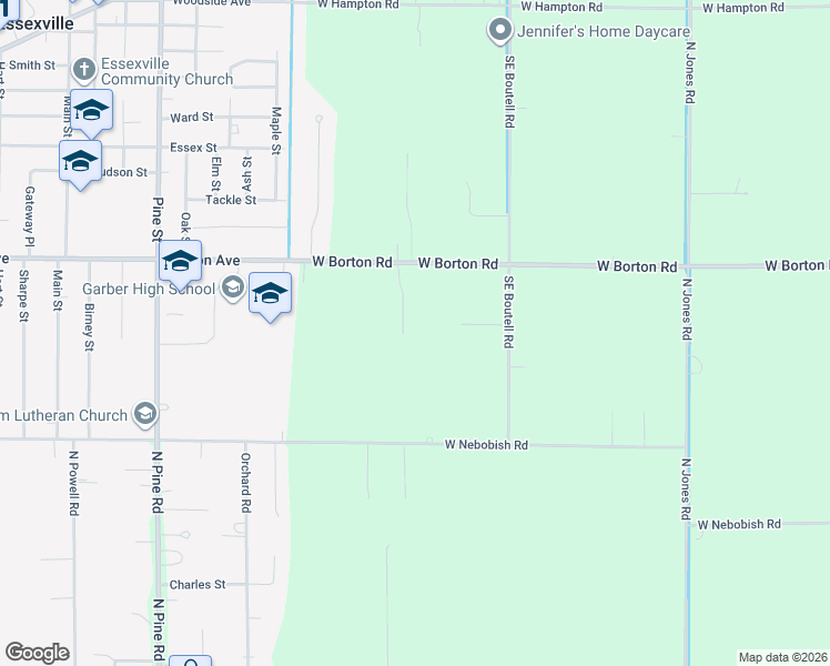 map of restaurants, bars, coffee shops, grocery stores, and more near 1429 Wallinda Drive in Essexville