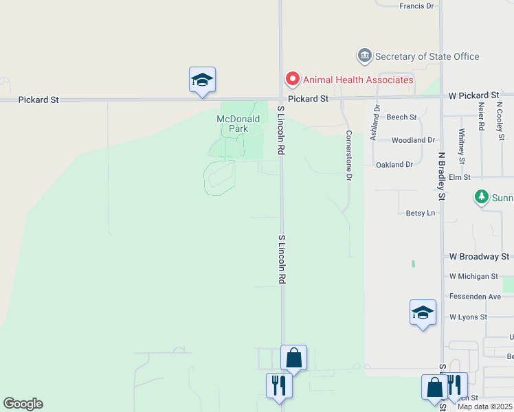 map of restaurants, bars, coffee shops, grocery stores, and more near 2 South Lincoln Road in Mount Pleasant