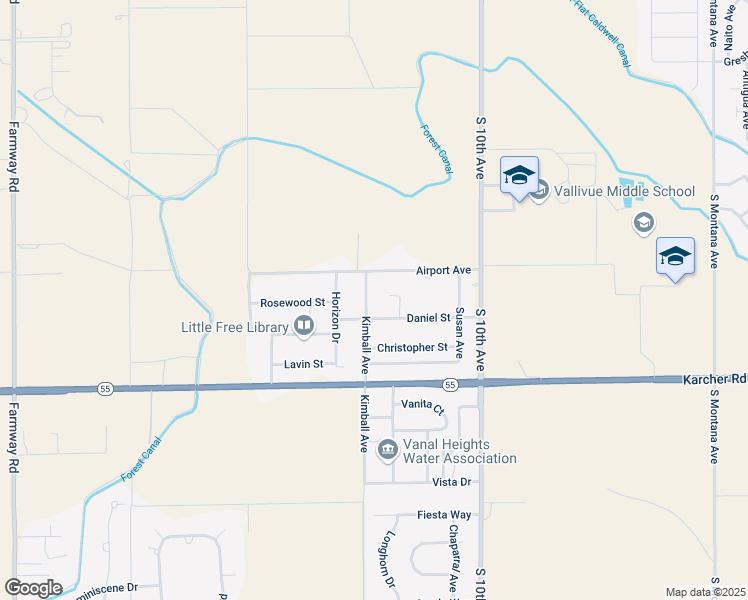 map of restaurants, bars, coffee shops, grocery stores, and more near 15200 Daniel Street in Caldwell