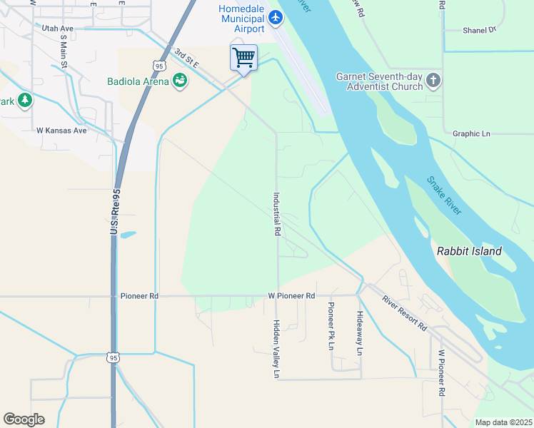 map of restaurants, bars, coffee shops, grocery stores, and more near 3607 Industrial Road in Homedale
