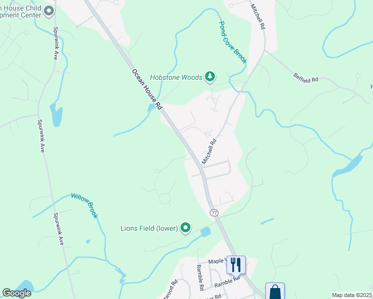 map of restaurants, bars, coffee shops, grocery stores, and more near 1 Bruce Avenue in Cape Elizabeth