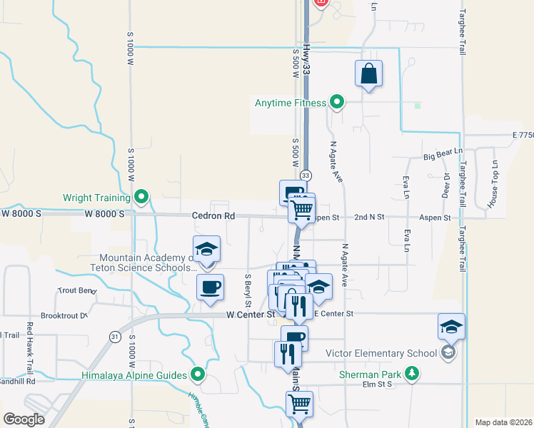 map of restaurants, bars, coffee shops, grocery stores, and more near 10 Cedron Street in Victor