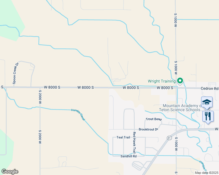 map of restaurants, bars, coffee shops, grocery stores, and more near 153 West 8000 South in Victor