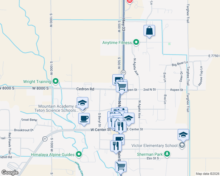 map of restaurants, bars, coffee shops, grocery stores, and more near 10 Cedron Street in Victor