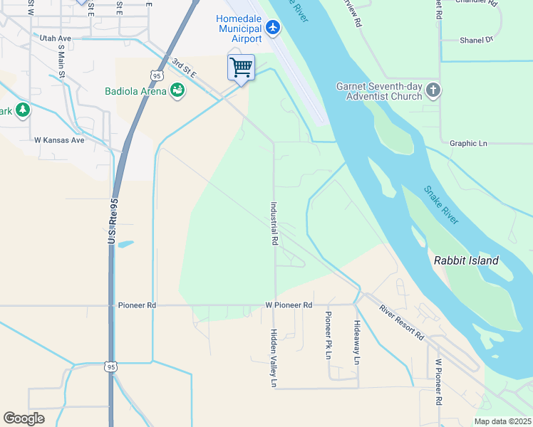 map of restaurants, bars, coffee shops, grocery stores, and more near 3607 Industrial Road in Homedale