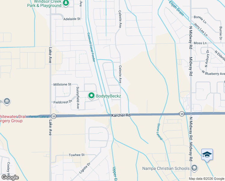 map of restaurants, bars, coffee shops, grocery stores, and more near 12558 Ochoco Street in Nampa