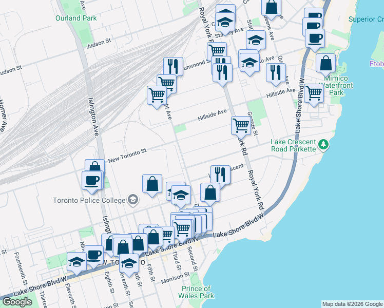 map of restaurants, bars, coffee shops, grocery stores, and more near 75 Elma Street in Toronto