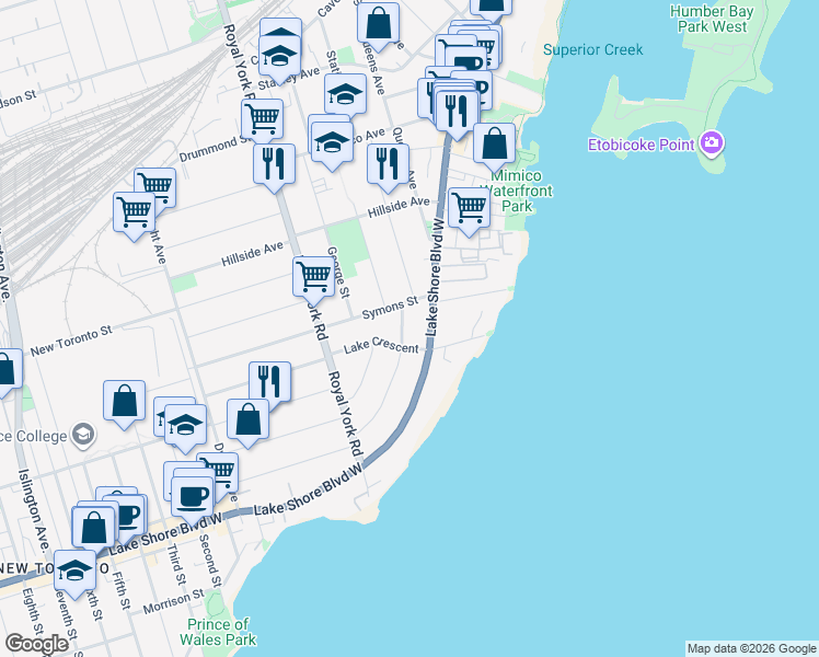 map of restaurants, bars, coffee shops, grocery stores, and more near 15 Eastbourne Crescent in Toronto