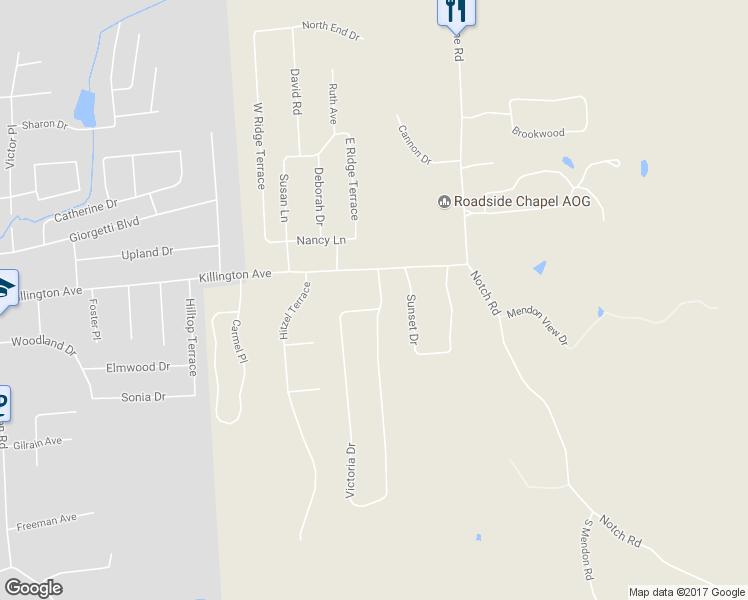 map of restaurants, bars, coffee shops, grocery stores, and more near 52 Victoria Drive in Rutland