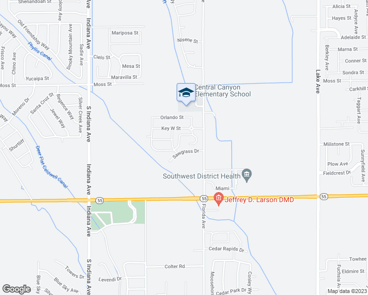 map of restaurants, bars, coffee shops, grocery stores, and more near 13587 Palm Beach Drive in Caldwell