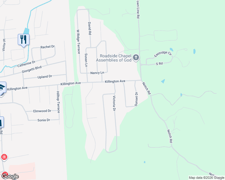 map of restaurants, bars, coffee shops, grocery stores, and more near 52 Victoria Drive in Rutland