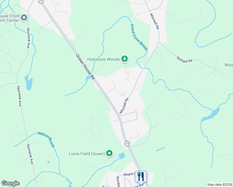 map of restaurants, bars, coffee shops, grocery stores, and more near 5 Oakview Drive in Cape Elizabeth