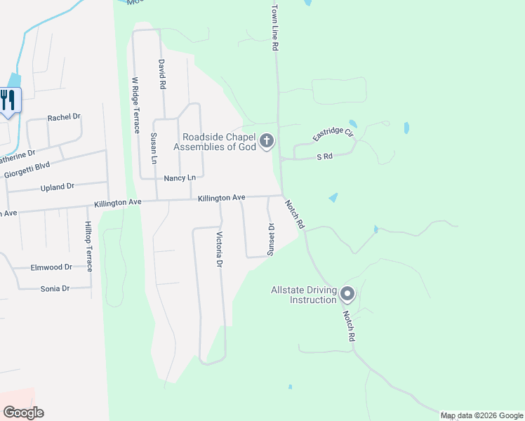 map of restaurants, bars, coffee shops, grocery stores, and more near 397 Sunset Dr in Rutland