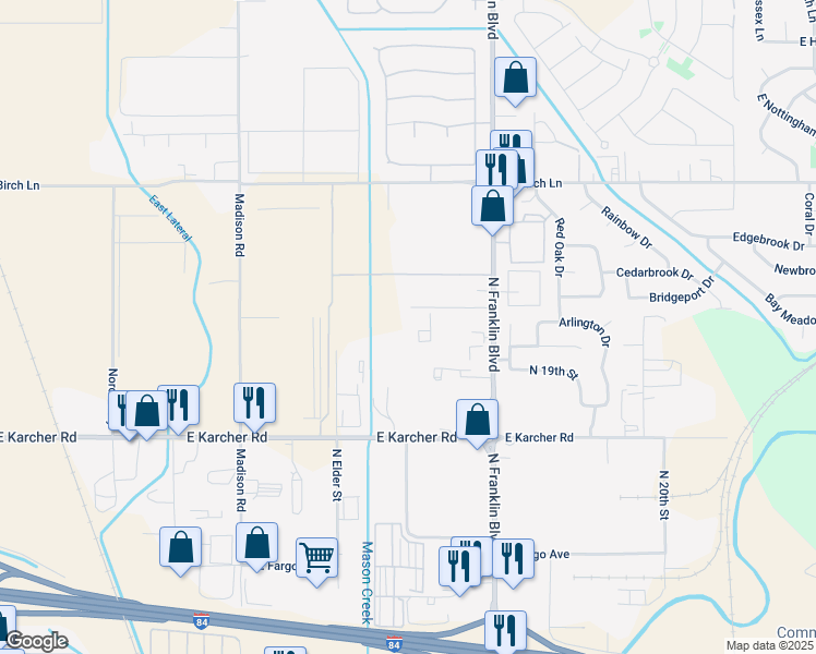 map of restaurants, bars, coffee shops, grocery stores, and more near 8171 East Executive Avenue in Nampa