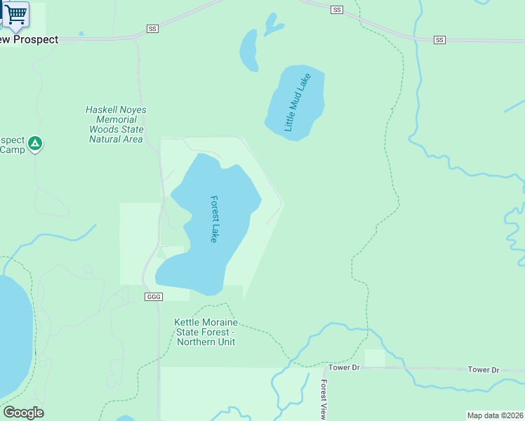 map of restaurants, bars, coffee shops, grocery stores, and more near N1828 Forest Lake Road in Campbellsport