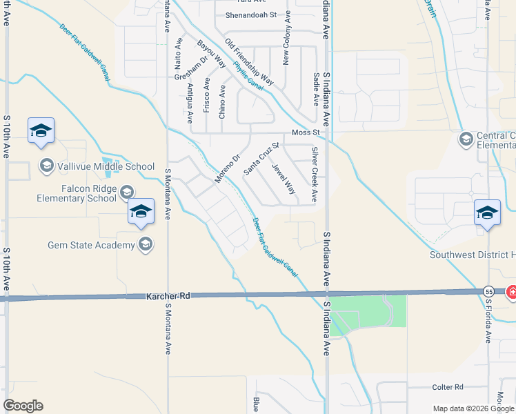 map of restaurants, bars, coffee shops, grocery stores, and more near 16275 Copperridge Way in Caldwell