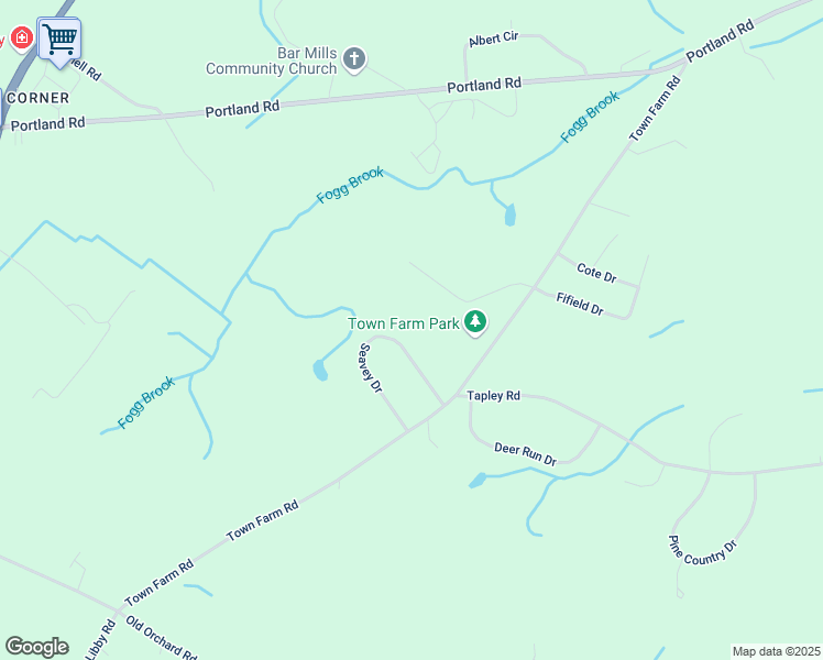 map of restaurants, bars, coffee shops, grocery stores, and more near 63 Seavey Drive in Buxton