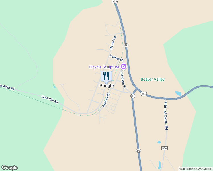 map of restaurants, bars, coffee shops, grocery stores, and more near in Pringle