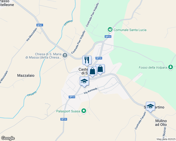 map of restaurants, bars, coffee shops, grocery stores, and more near in Castelleone di Suasa