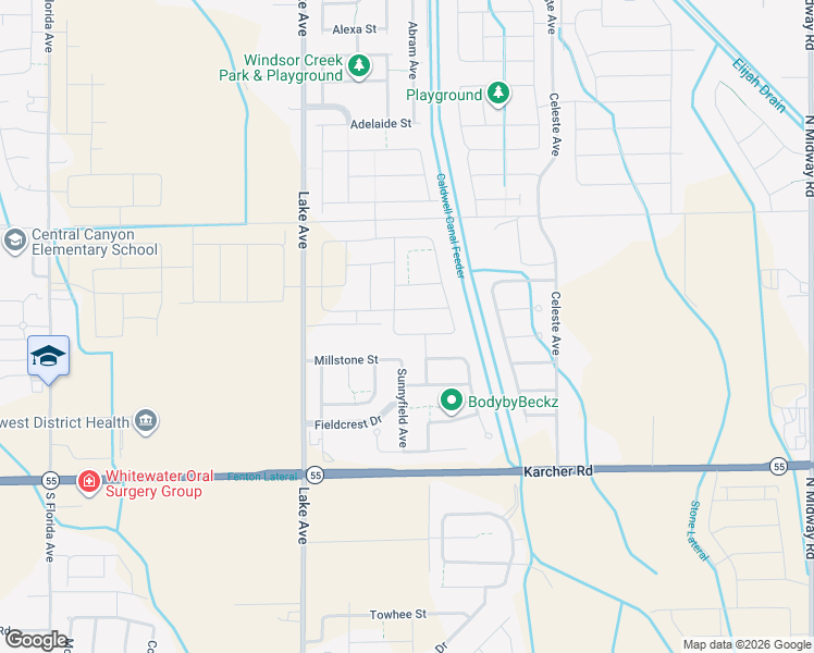 map of restaurants, bars, coffee shops, grocery stores, and more near 12802 Millstone St in Caldwell