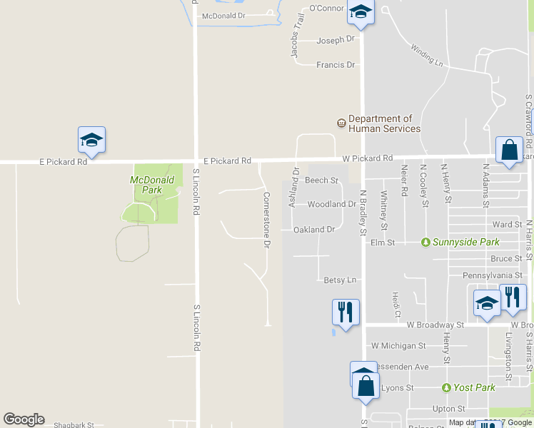 map of restaurants, bars, coffee shops, grocery stores, and more near 2190 Cornerstone Drive in Mount Pleasant