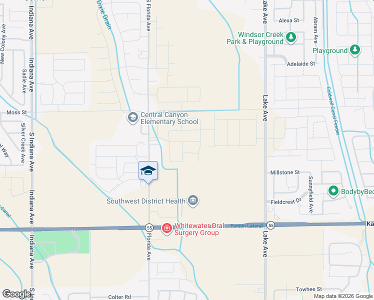 map of restaurants, bars, coffee shops, grocery stores, and more near 16128 South Florida Avenue in Caldwell