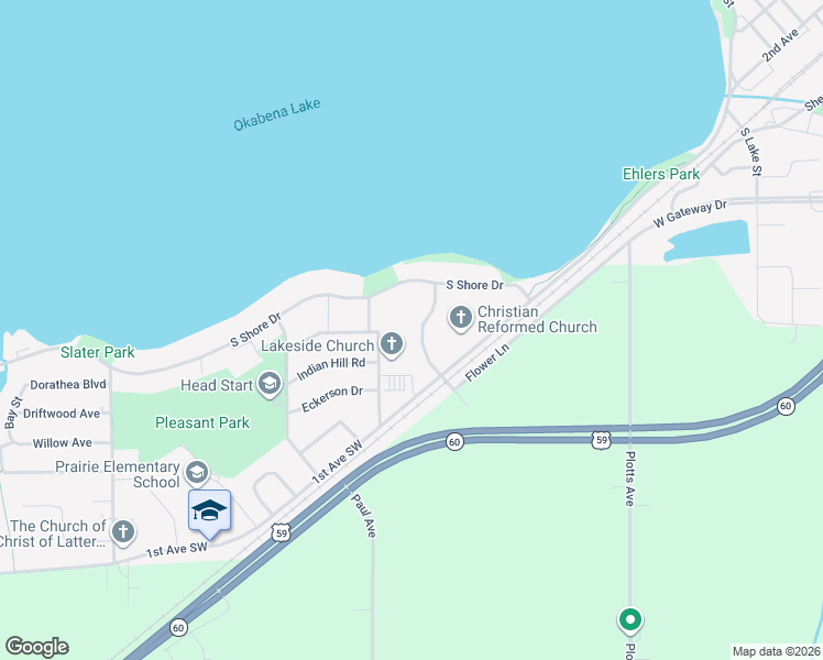 map of restaurants, bars, coffee shops, grocery stores, and more near 201 Flower Lane in Worthington