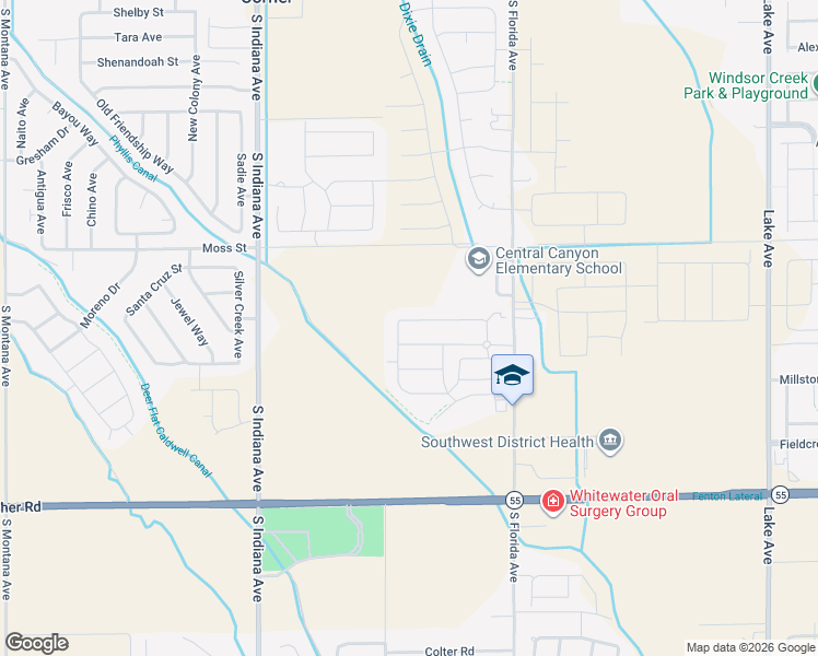 map of restaurants, bars, coffee shops, grocery stores, and more near 13709 Orlando Street in Caldwell