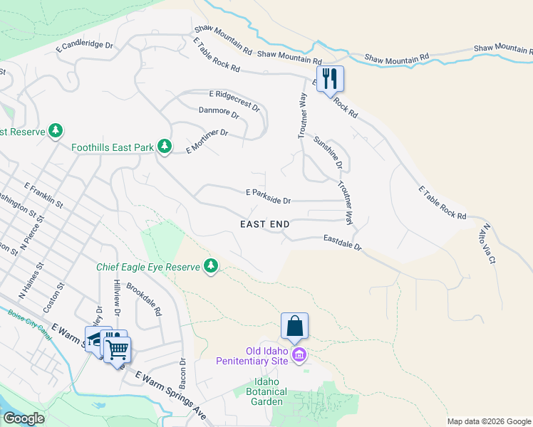 map of restaurants, bars, coffee shops, grocery stores, and more near in Boise