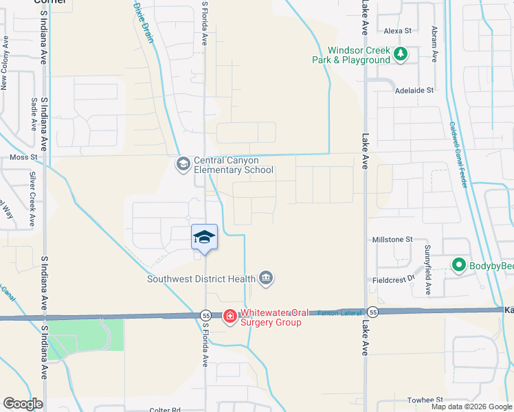 map of restaurants, bars, coffee shops, grocery stores, and more near 16128 South Florida Avenue in Caldwell