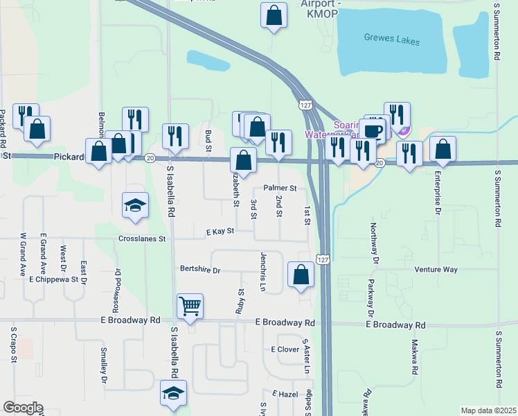 map of restaurants, bars, coffee shops, grocery stores, and more near 2139 3rd Street in Mount Pleasant