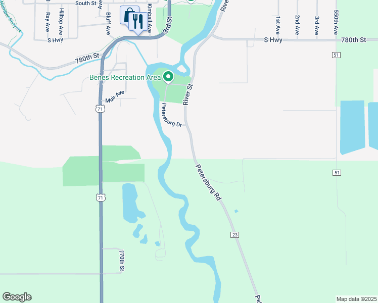 map of restaurants, bars, coffee shops, grocery stores, and more near 55 River Street in Jackson
