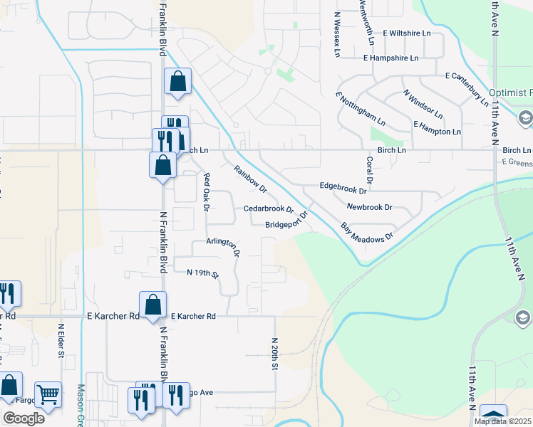 map of restaurants, bars, coffee shops, grocery stores, and more near 7687 Cedarbrook Drive in Nampa