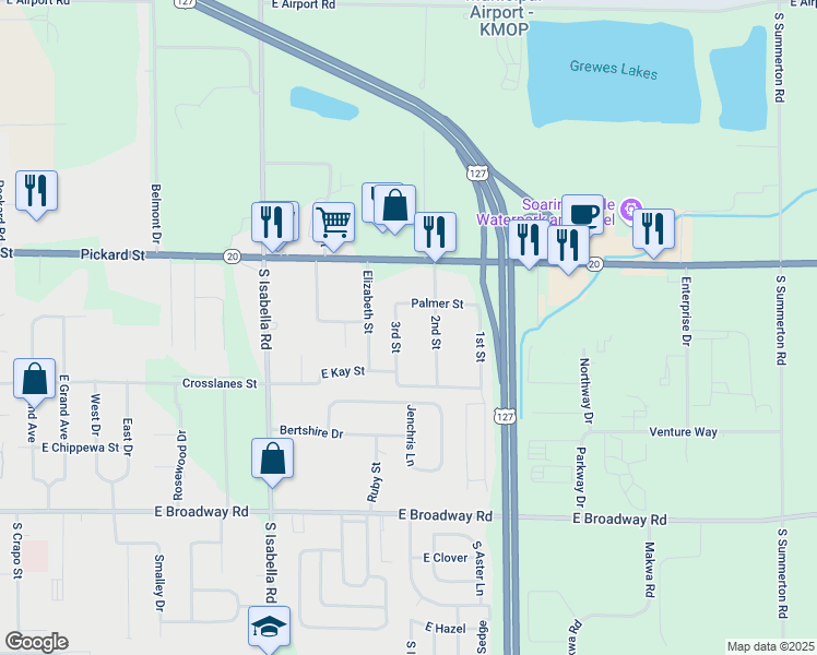 map of restaurants, bars, coffee shops, grocery stores, and more near 2139 3rd Street in Mount Pleasant