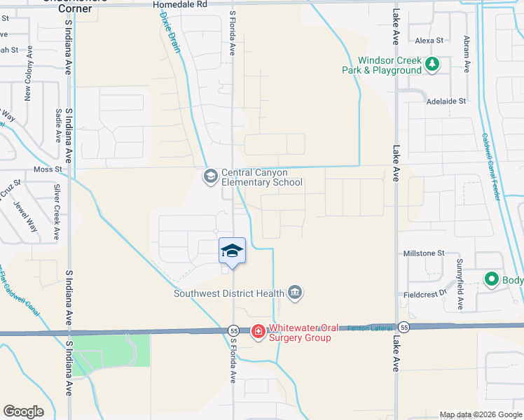 map of restaurants, bars, coffee shops, grocery stores, and more near 16316 South Florida Avenue in Caldwell
